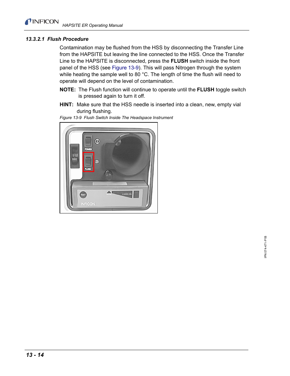 1 flush procedure | INFICON HAPSITE ER Chemical Identification System User Manual | Page 430 / 560