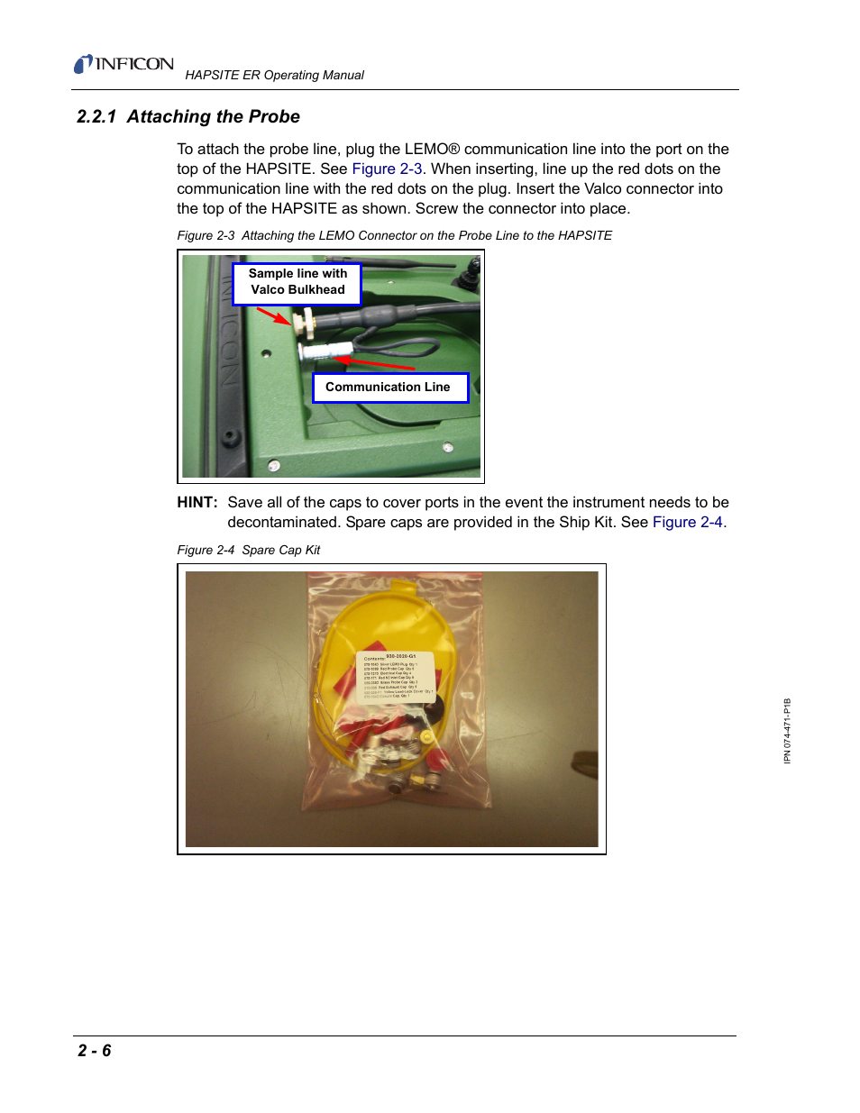 1 attaching the probe | INFICON HAPSITE ER Chemical Identification System User Manual | Page 44 / 560