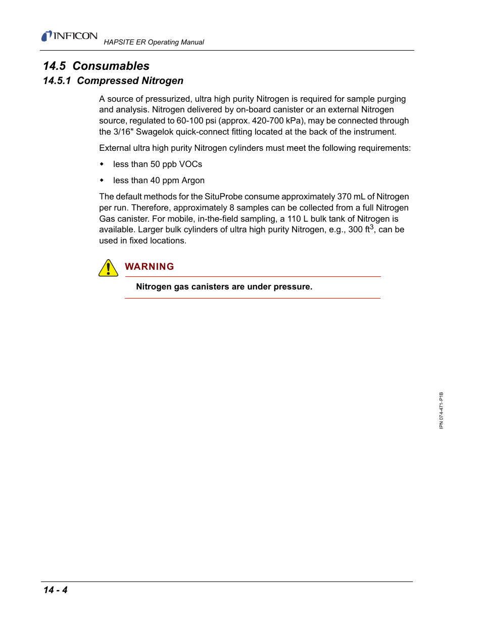 5 consumables, 1 compressed nitrogen | INFICON HAPSITE ER Chemical Identification System User Manual | Page 440 / 560