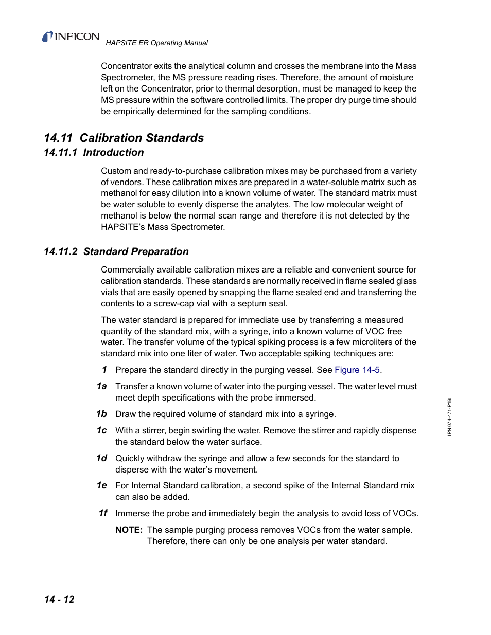 11 calibration standards, 1 introduction, 2 standard preparation | INFICON HAPSITE ER Chemical Identification System User Manual | Page 448 / 560