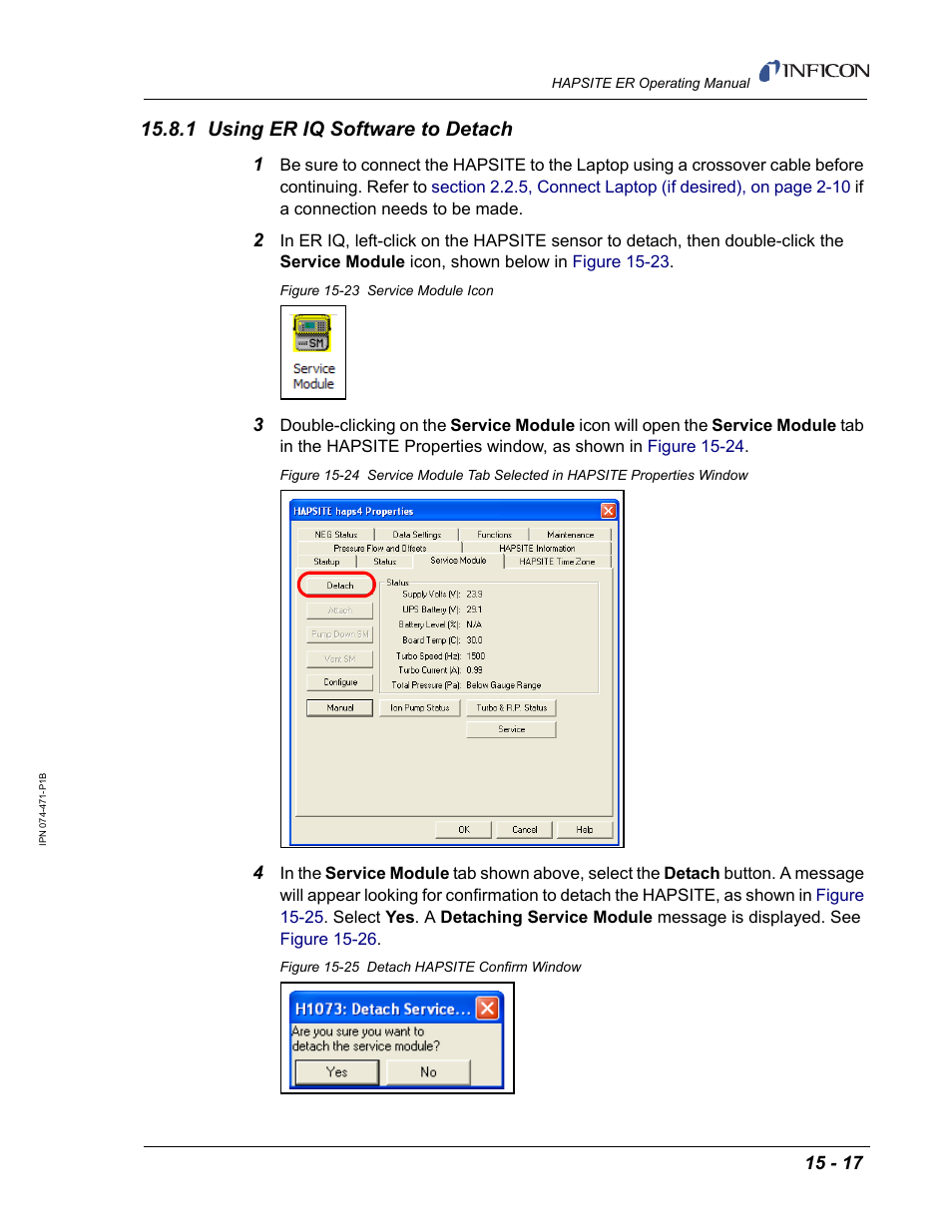 1 using er iq software to detach | INFICON HAPSITE ER Chemical Identification System User Manual | Page 469 / 560