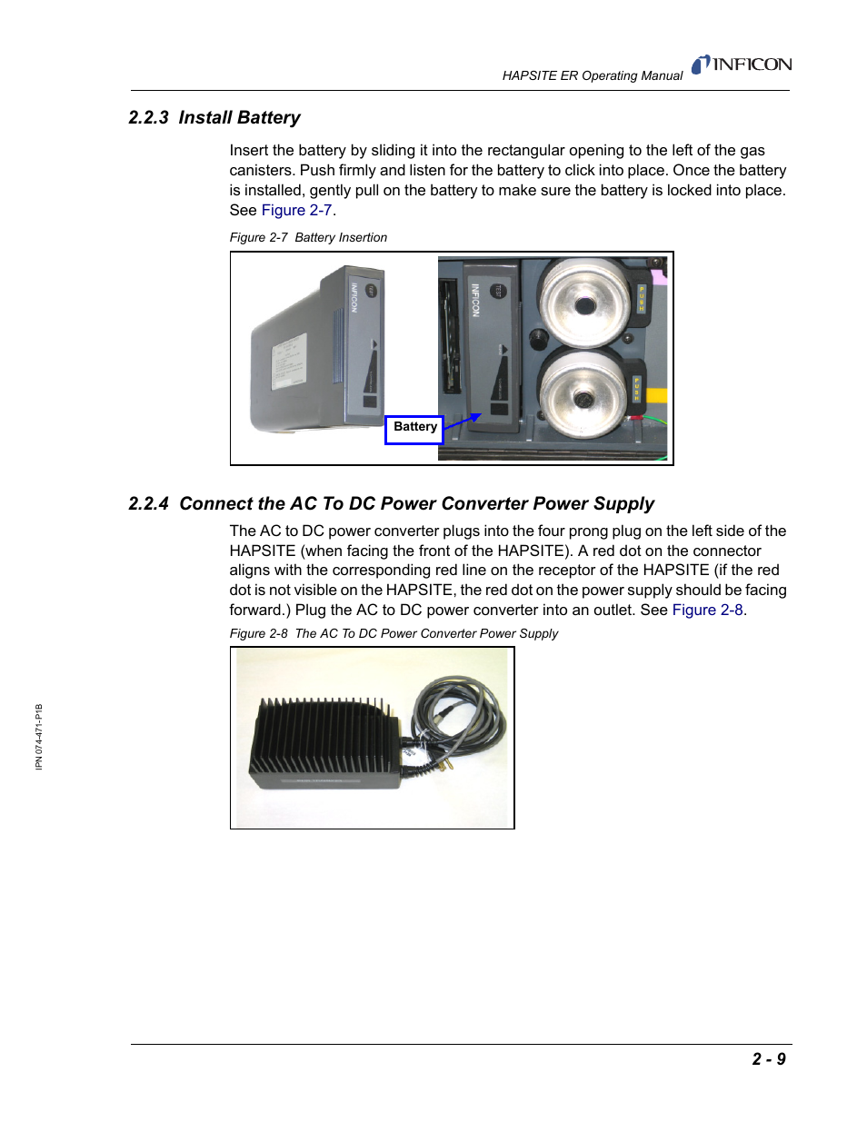 3 install battery | INFICON HAPSITE ER Chemical Identification System User Manual | Page 47 / 560