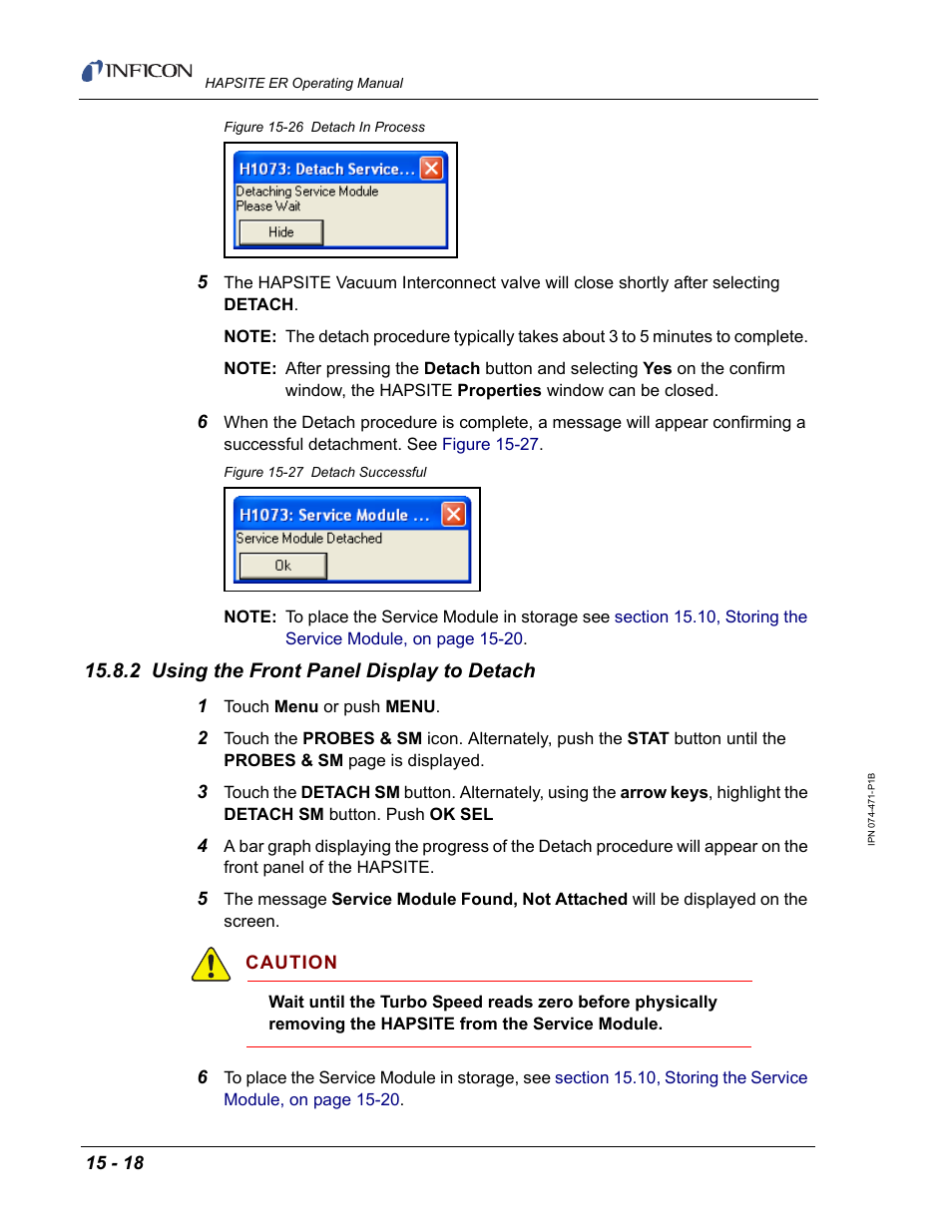 2 using the front panel display to detach, Figure 15-26 | INFICON HAPSITE ER Chemical Identification System User Manual | Page 470 / 560