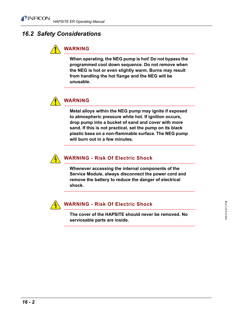 2 safety considerations | INFICON HAPSITE ER Chemical Identification System User Manual | Page 478 / 560