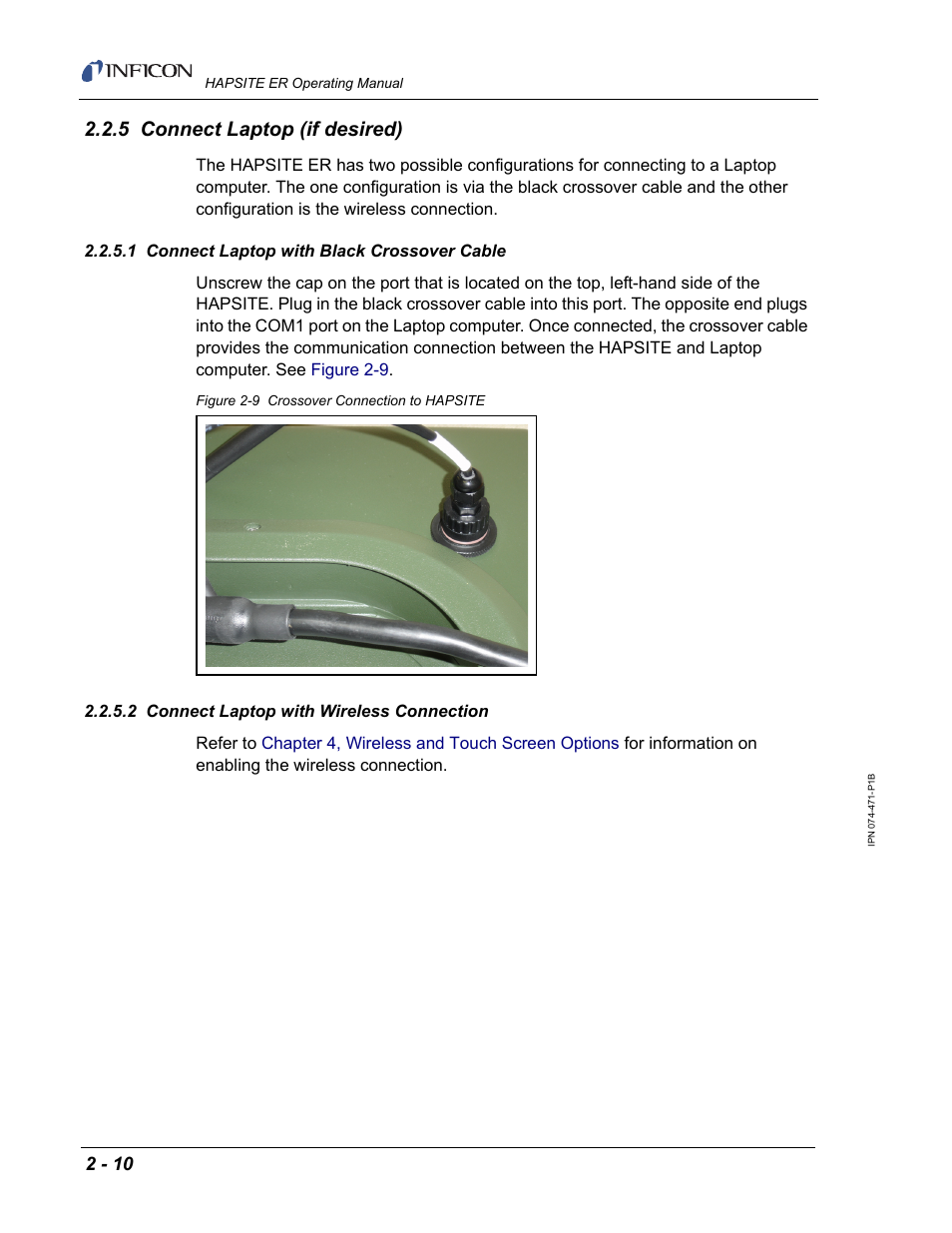 5 connect laptop (if desired), 1 connect laptop with black crossover cable, 2 connect laptop with wireless connection | INFICON HAPSITE ER Chemical Identification System User Manual | Page 48 / 560