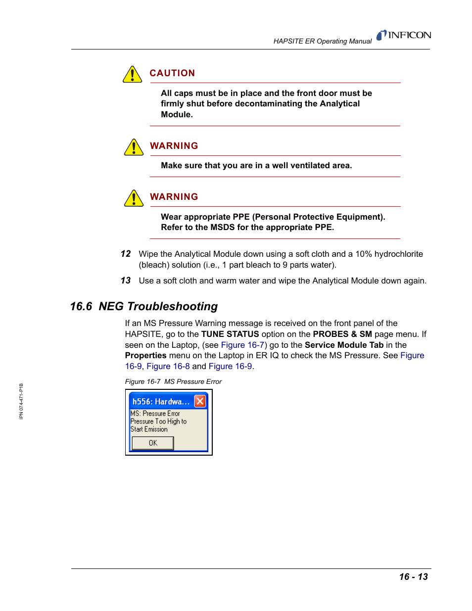 6 neg troubleshooting | INFICON HAPSITE ER Chemical Identification System User Manual | Page 489 / 560