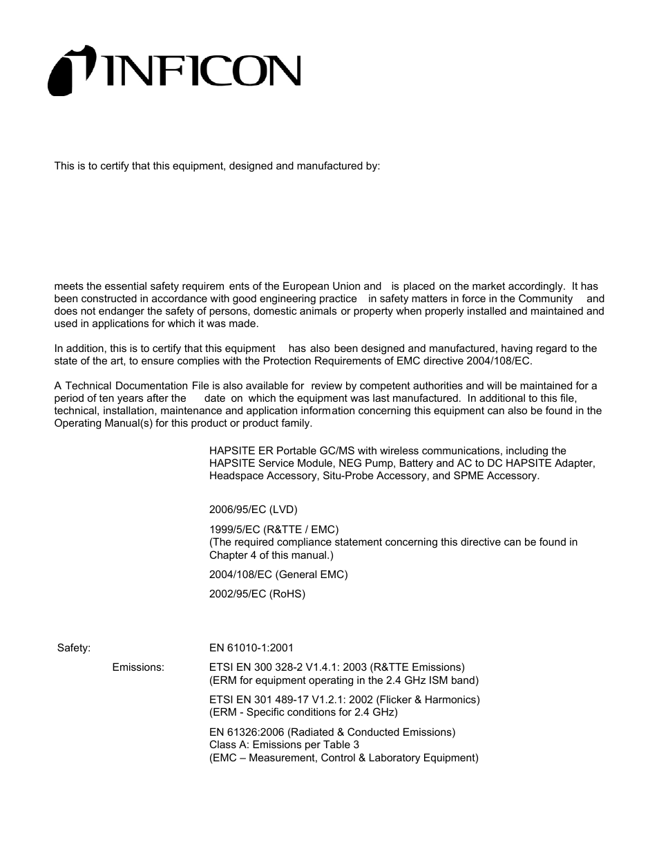 Doc hapsite er | INFICON HAPSITE ER Chemical Identification System User Manual | Page 5 / 560