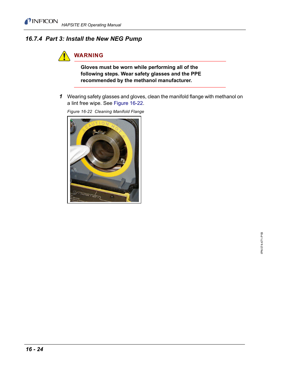 4 part 3: install the new neg pump, Continue with, Warning | INFICON HAPSITE ER Chemical Identification System User Manual | Page 500 / 560