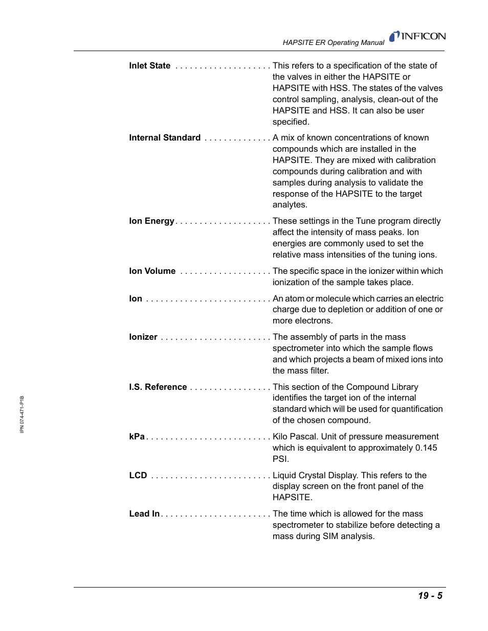 INFICON HAPSITE ER Chemical Identification System User Manual | Page 535 / 560