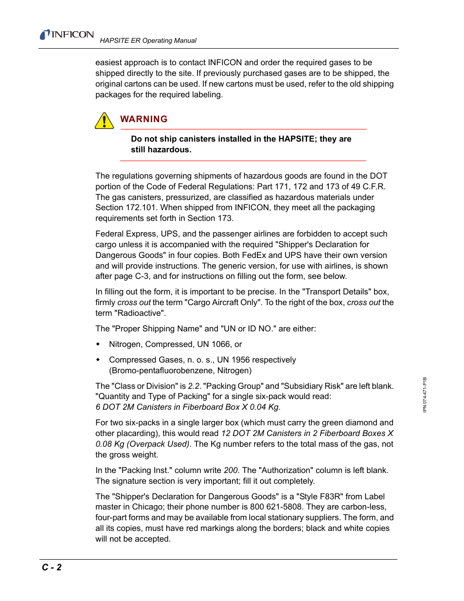 INFICON HAPSITE ER Chemical Identification System User Manual | Page 552 / 560