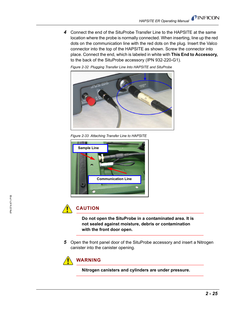 Caution, Warning | INFICON HAPSITE ER Chemical Identification System User Manual | Page 63 / 560