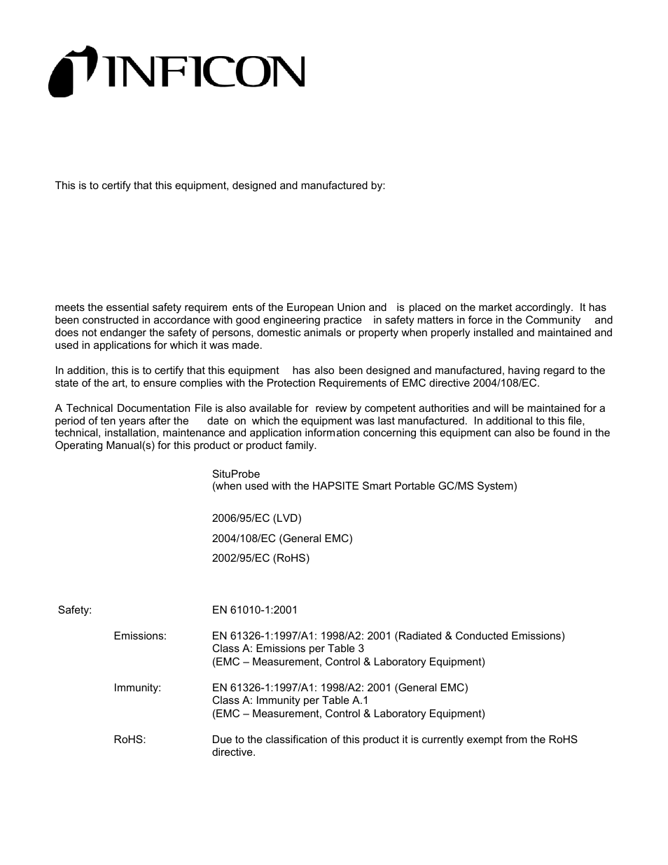 Doc situprobe | INFICON HAPSITE ER Chemical Identification System User Manual | Page 7 / 560