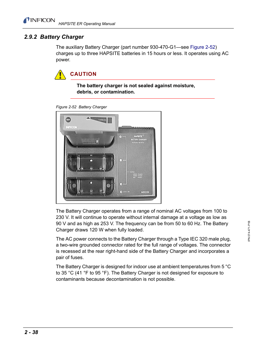 2 battery charger | INFICON HAPSITE ER Chemical Identification System User Manual | Page 76 / 560