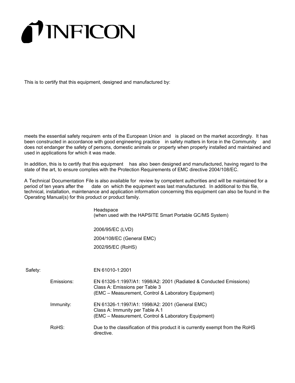 Doc headspace | INFICON HAPSITE ER Chemical Identification System User Manual | Page 9 / 560