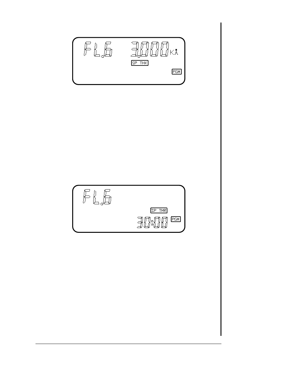 Figure 2.10: set point thickness parameter, Setpoint thickness parameter, Figure 2.11: set point timer parameter | Setpoint timer | INFICON STM-100/MF Thin Film Deposition Monitor User Manual | Page 27 / 99