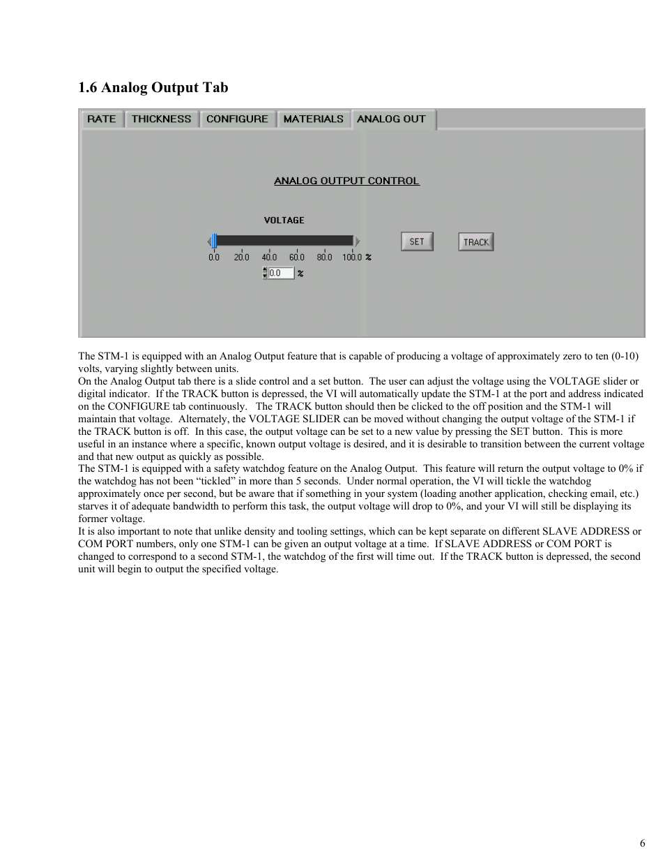 6 analog output tab | INFICON STM-1 LabView Manual User Manual | Page 6 / 6