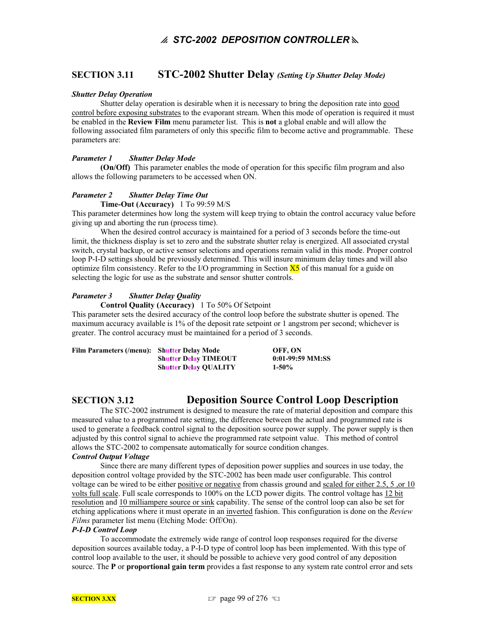 Stc-2002 shutter delay, Deposition source control loop description | INFICON STC-2002 Thin Film Deposition Controller Operating Manual User Manual | Page 101 / 278