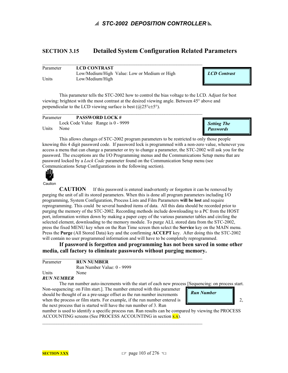 Detailed, System configuration related parameters | INFICON STC-2002 Thin Film Deposition Controller Operating Manual User Manual | Page 105 / 278