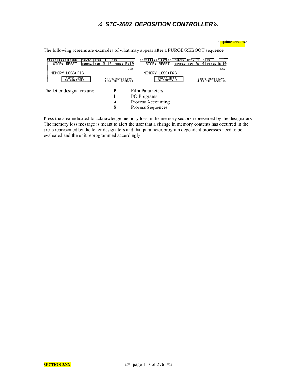 P stc-2002, Deposition controller y | INFICON STC-2002 Thin Film Deposition Controller Operating Manual User Manual | Page 119 / 278