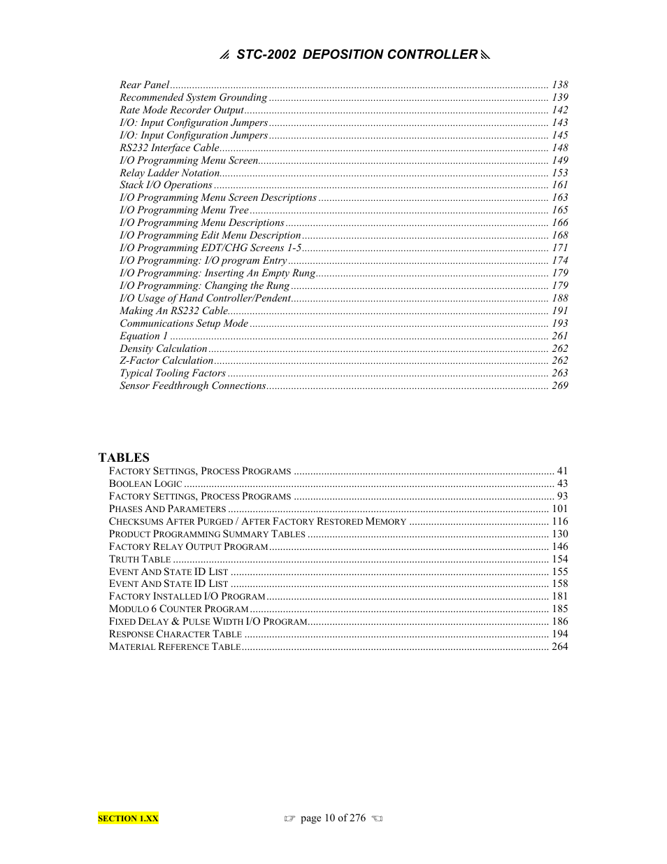 INFICON STC-2002 Thin Film Deposition Controller Operating Manual User Manual | Page 12 / 278