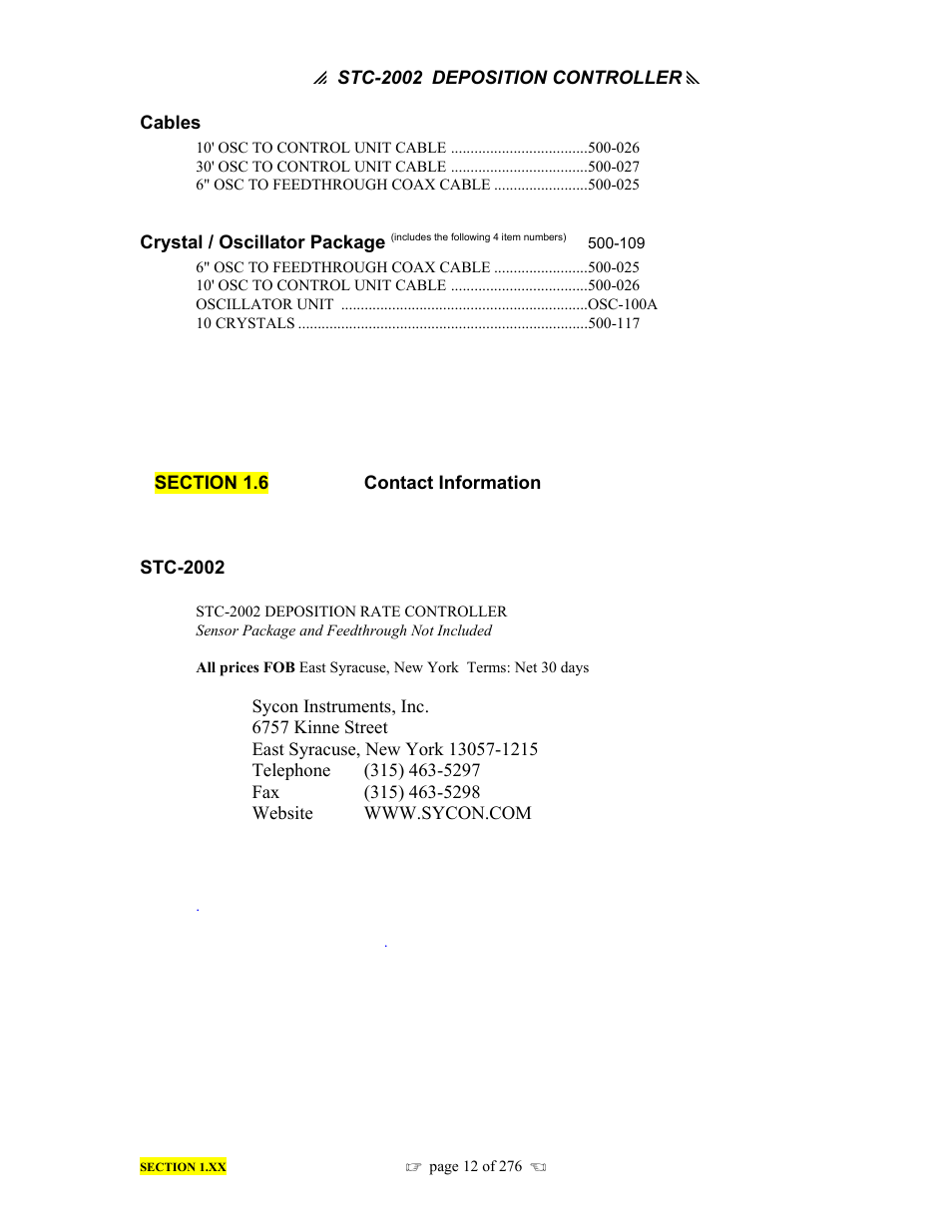 INFICON STC-2002 Thin Film Deposition Controller Operating Manual User Manual | Page 14 / 278