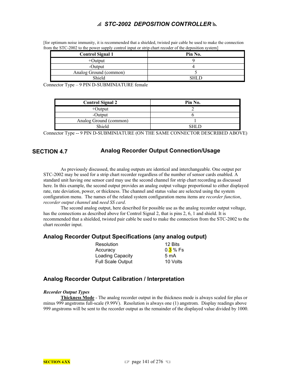 INFICON STC-2002 Thin Film Deposition Controller Operating Manual User Manual | Page 143 / 278