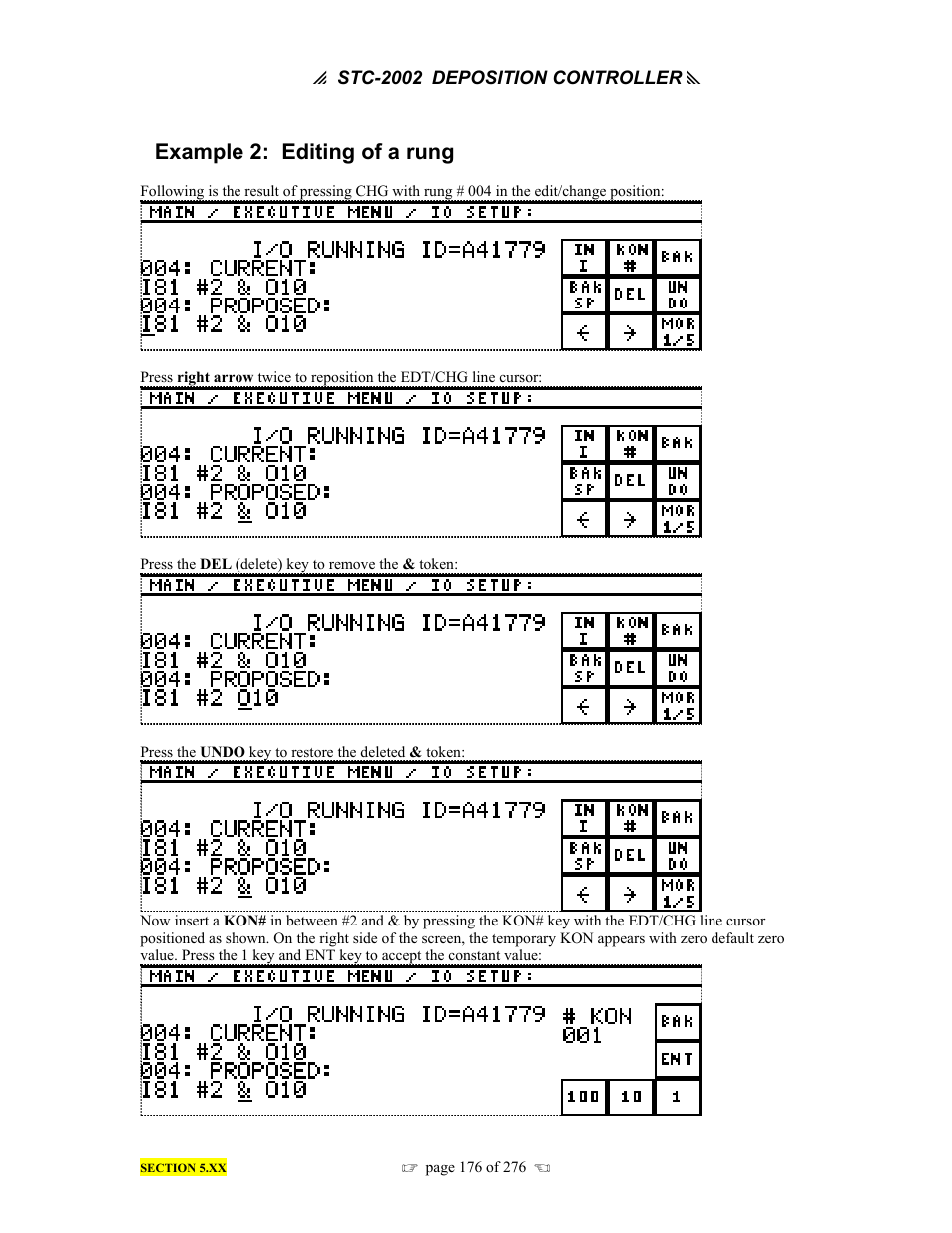 Example 2: editing of a rung | INFICON STC-2002 Thin Film Deposition Controller Operating Manual User Manual | Page 178 / 278