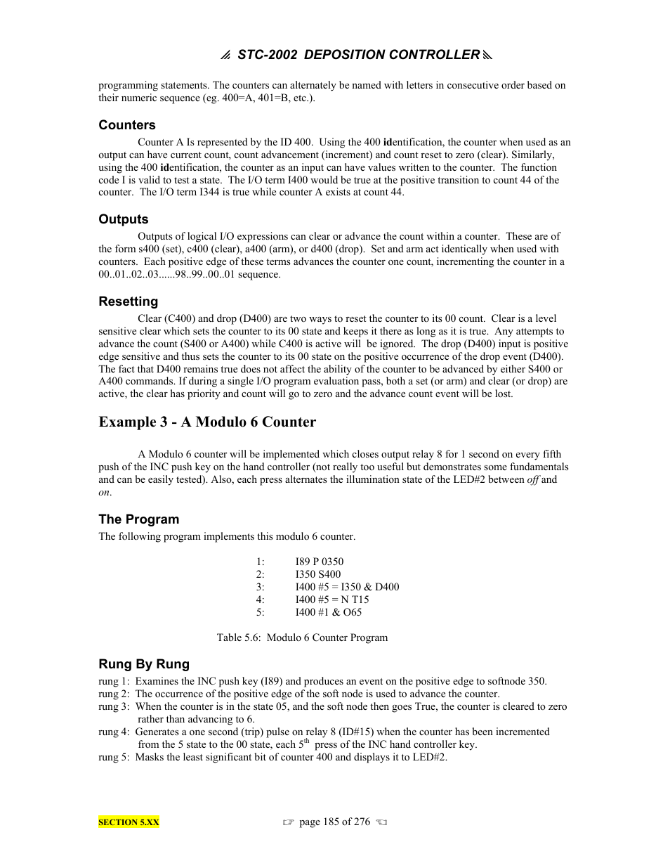 Example 3 - a modulo 6 counter | INFICON STC-2002 Thin Film Deposition Controller Operating Manual User Manual | Page 187 / 278