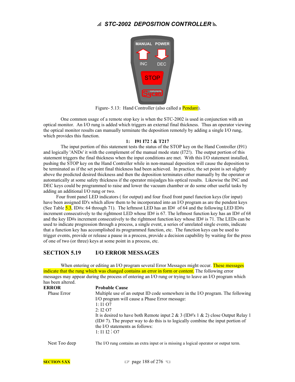 INFICON STC-2002 Thin Film Deposition Controller Operating Manual User Manual | Page 190 / 278