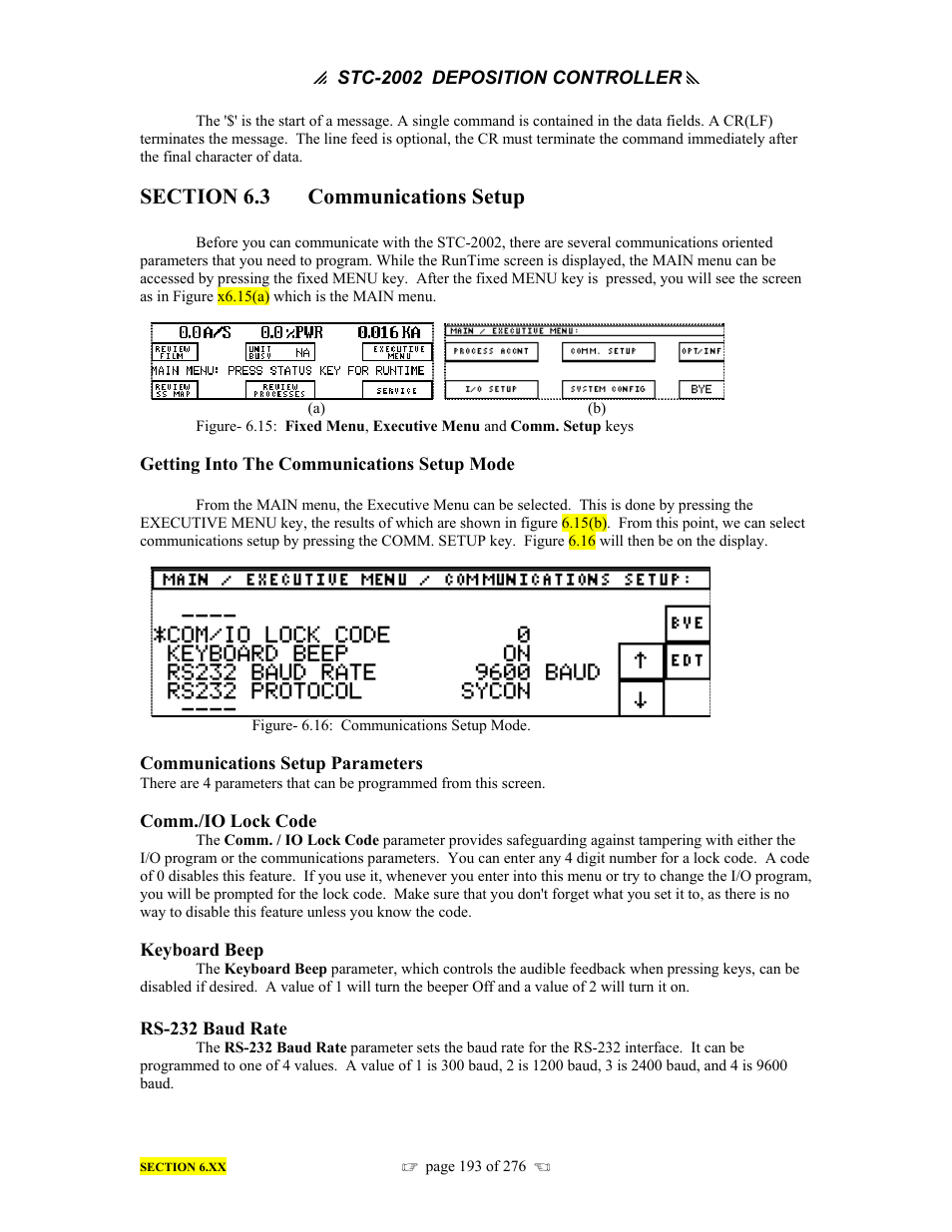 INFICON STC-2002 Thin Film Deposition Controller Operating Manual User Manual | Page 195 / 278