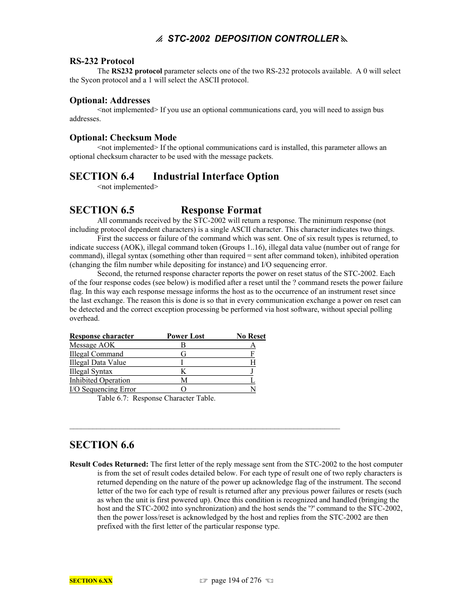 INFICON STC-2002 Thin Film Deposition Controller Operating Manual User Manual | Page 196 / 278