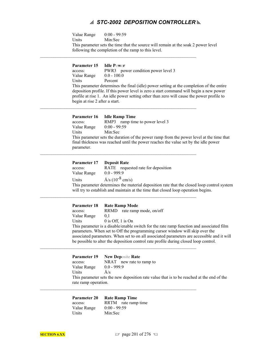 INFICON STC-2002 Thin Film Deposition Controller Operating Manual User Manual | Page 203 / 278