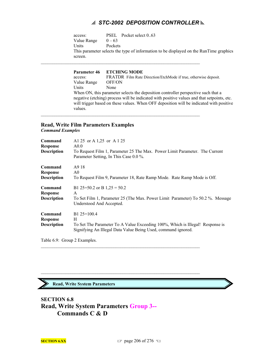 INFICON STC-2002 Thin Film Deposition Controller Operating Manual User Manual | Page 208 / 278