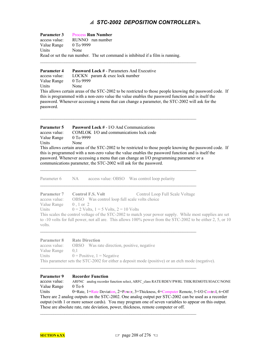 INFICON STC-2002 Thin Film Deposition Controller Operating Manual User Manual | Page 210 / 278