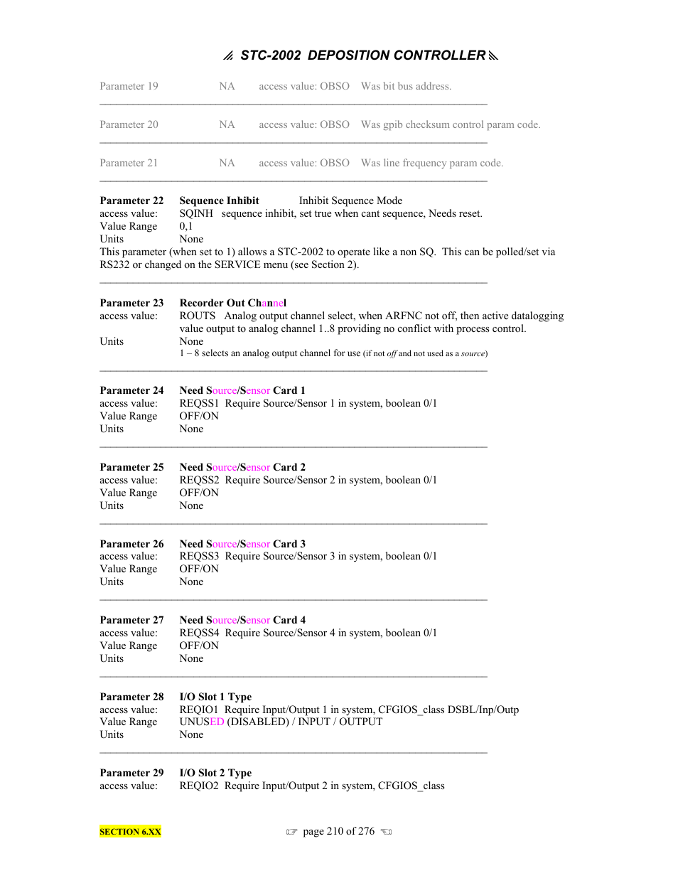 INFICON STC-2002 Thin Film Deposition Controller Operating Manual User Manual | Page 212 / 278