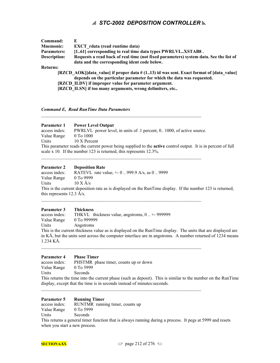 INFICON STC-2002 Thin Film Deposition Controller Operating Manual User Manual | Page 214 / 278