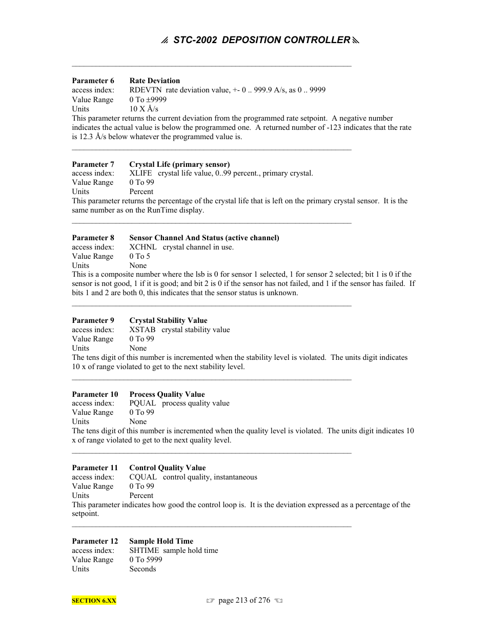 INFICON STC-2002 Thin Film Deposition Controller Operating Manual User Manual | Page 215 / 278