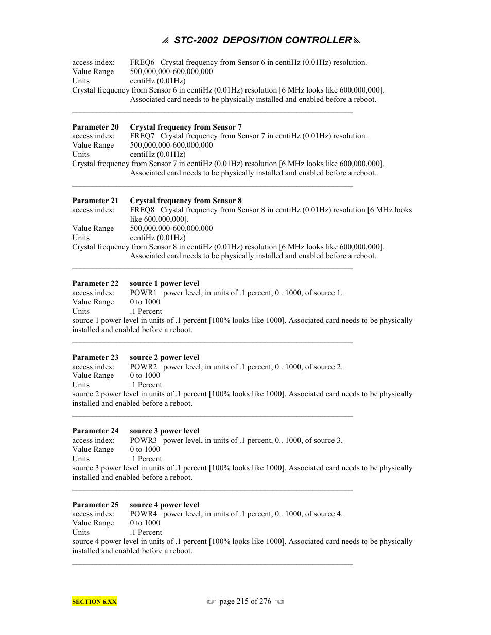 INFICON STC-2002 Thin Film Deposition Controller Operating Manual User Manual | Page 217 / 278