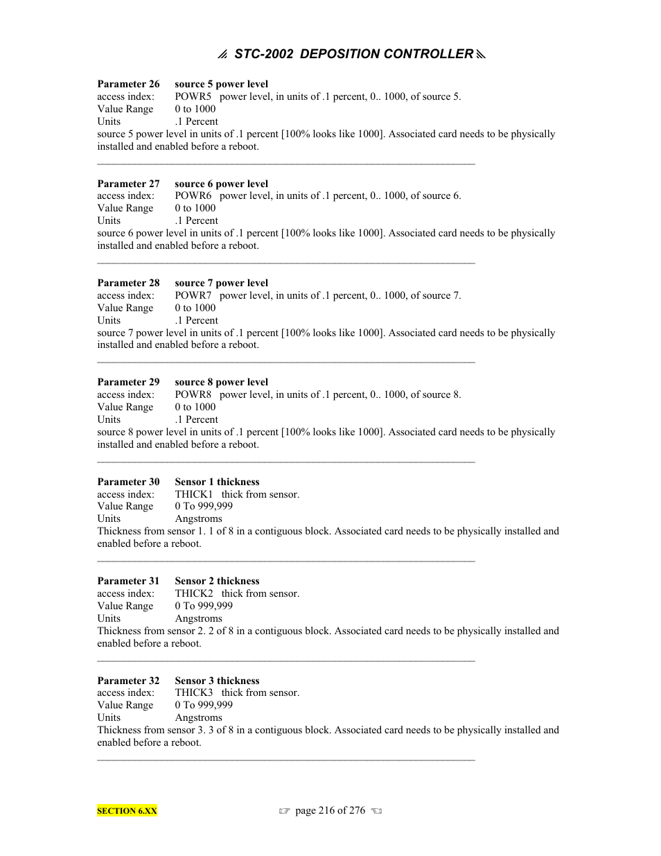 INFICON STC-2002 Thin Film Deposition Controller Operating Manual User Manual | Page 218 / 278