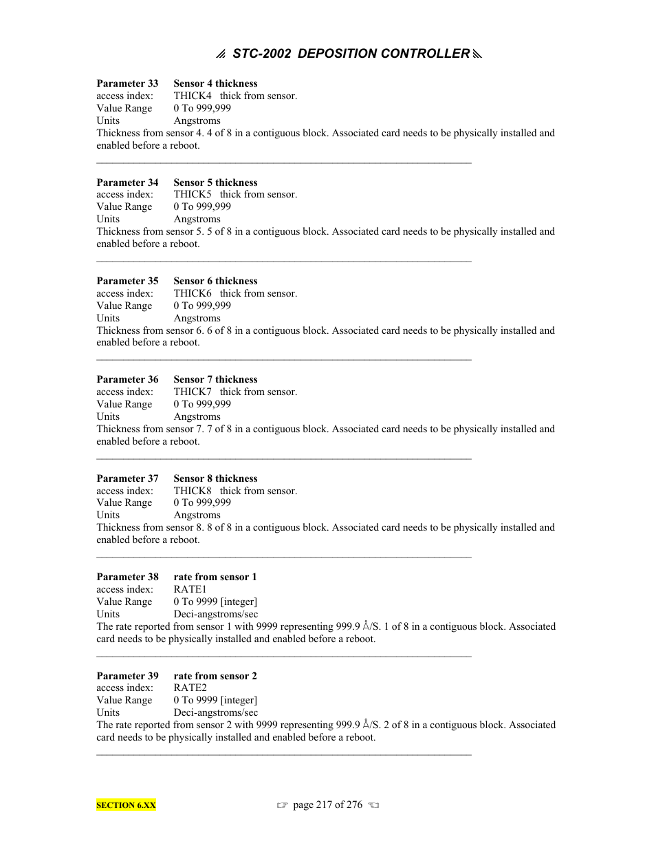 INFICON STC-2002 Thin Film Deposition Controller Operating Manual User Manual | Page 219 / 278