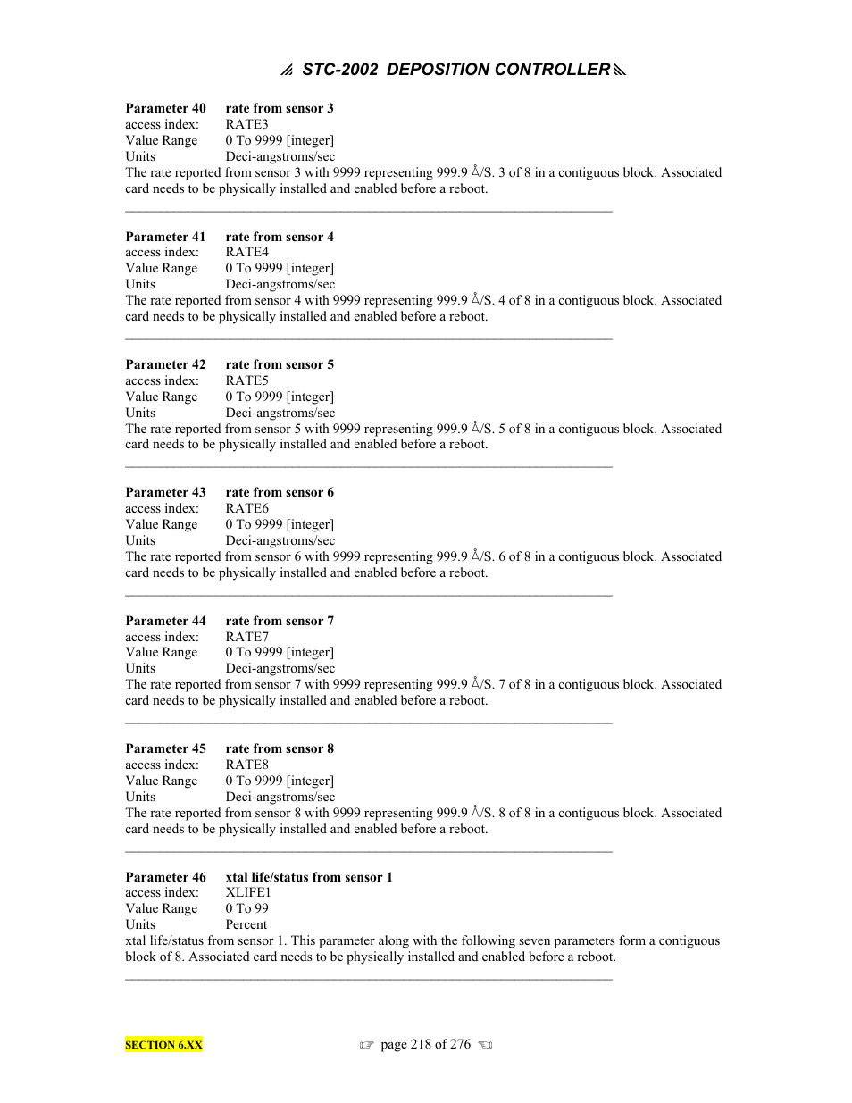 INFICON STC-2002 Thin Film Deposition Controller Operating Manual User Manual | Page 220 / 278