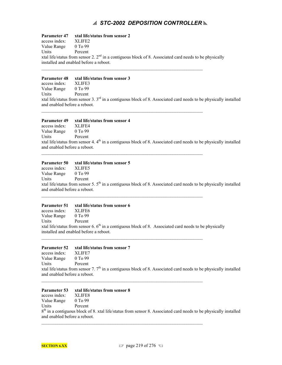 INFICON STC-2002 Thin Film Deposition Controller Operating Manual User Manual | Page 221 / 278