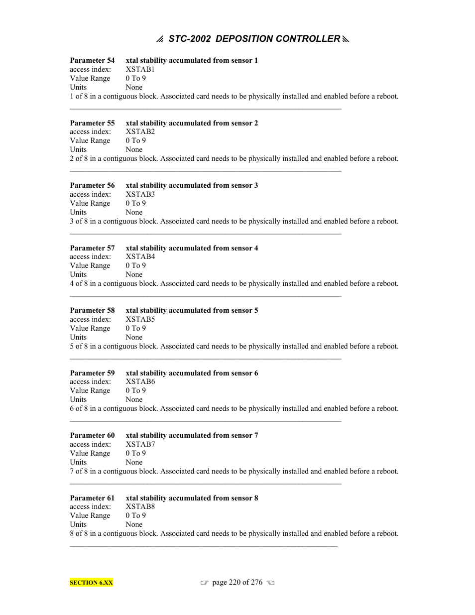 INFICON STC-2002 Thin Film Deposition Controller Operating Manual User Manual | Page 222 / 278