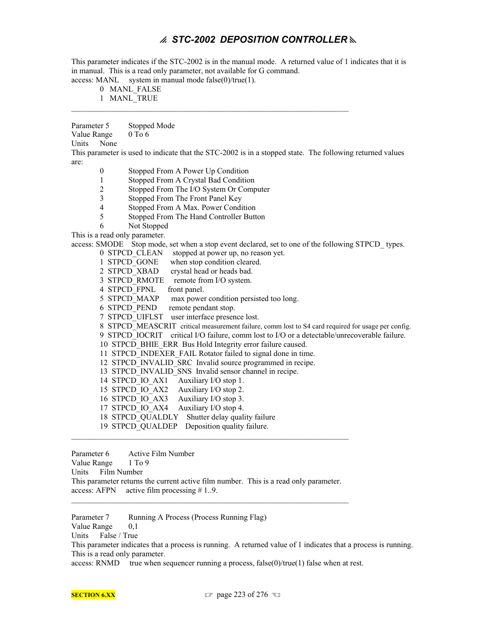 INFICON STC-2002 Thin Film Deposition Controller Operating Manual User Manual | Page 225 / 278