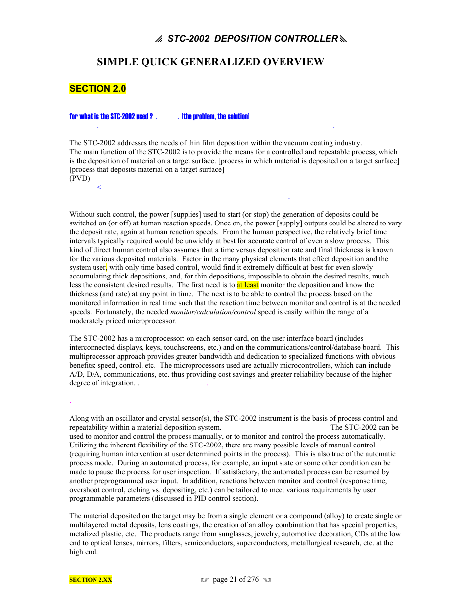 Simple quick generalized overview | INFICON STC-2002 Thin Film Deposition Controller Operating Manual User Manual | Page 23 / 278