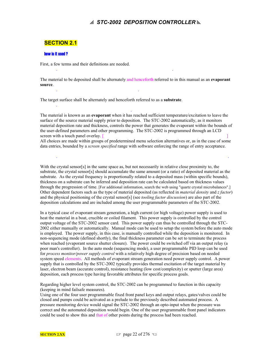 INFICON STC-2002 Thin Film Deposition Controller Operating Manual User Manual | Page 24 / 278