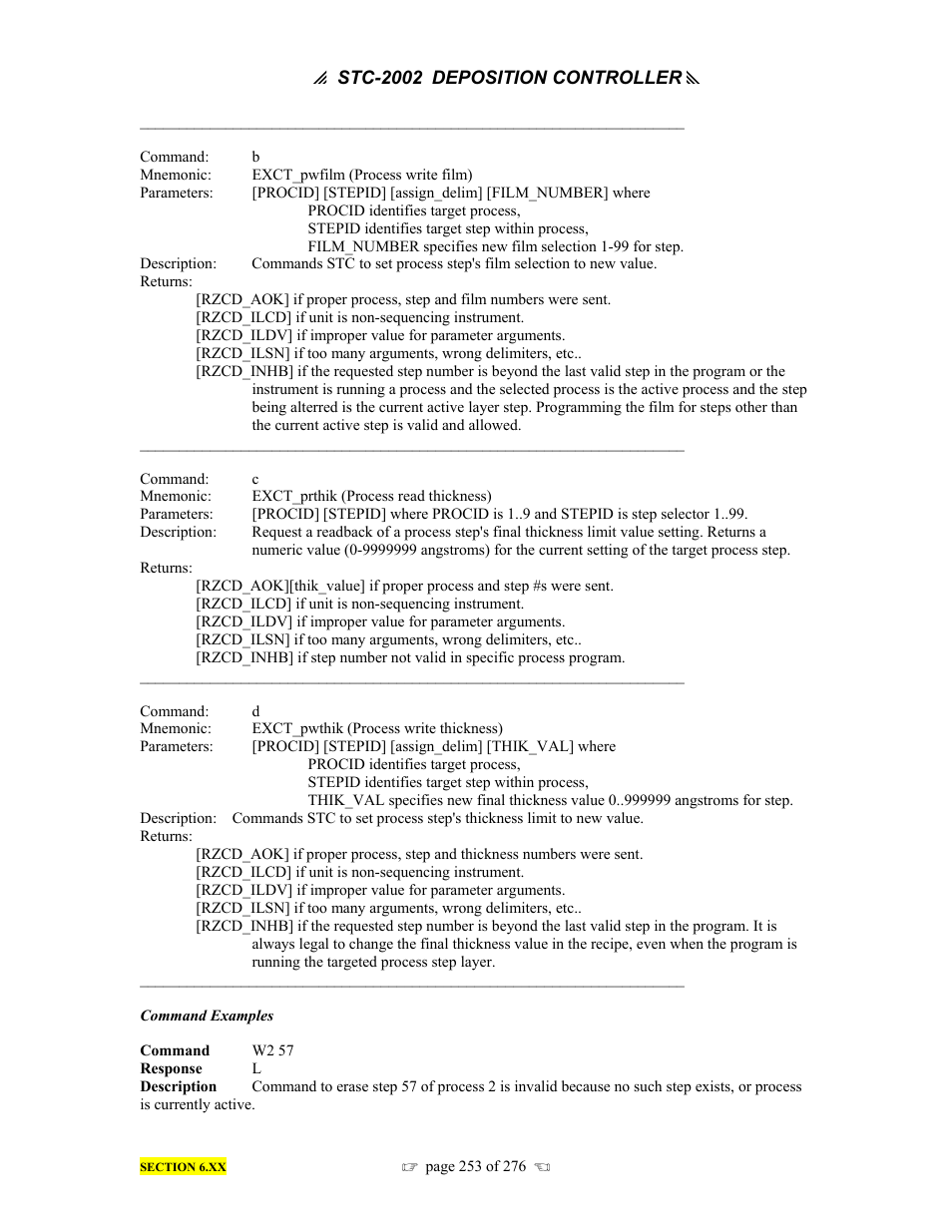INFICON STC-2002 Thin Film Deposition Controller Operating Manual User Manual | Page 255 / 278