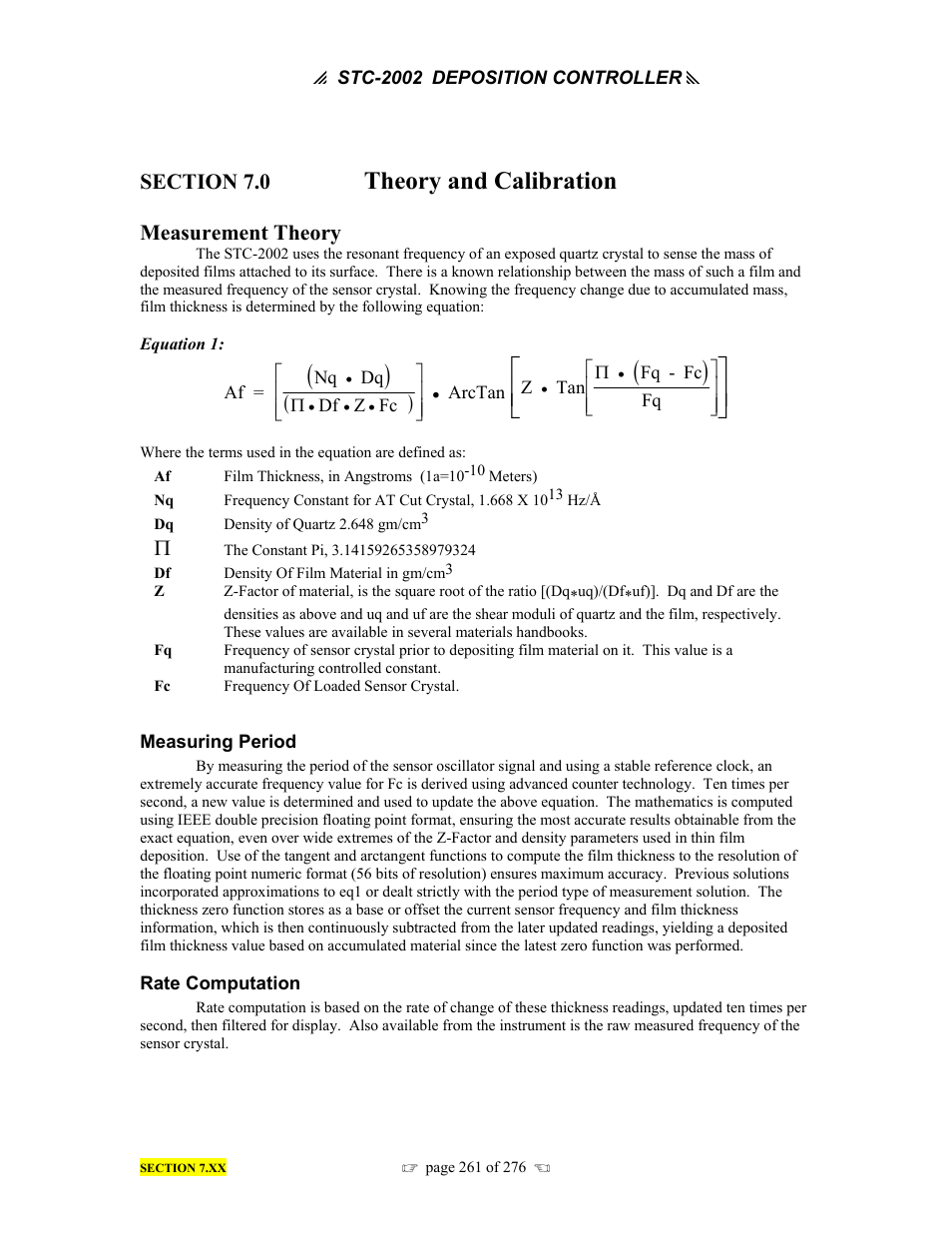 Theory and calibration, Measurement theory | INFICON STC-2002 Thin Film Deposition Controller Operating Manual User Manual | Page 263 / 278