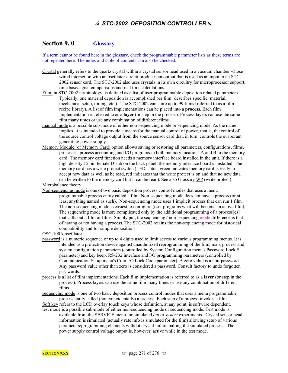 INFICON STC-2002 Thin Film Deposition Controller Operating Manual User Manual | Page 273 / 278