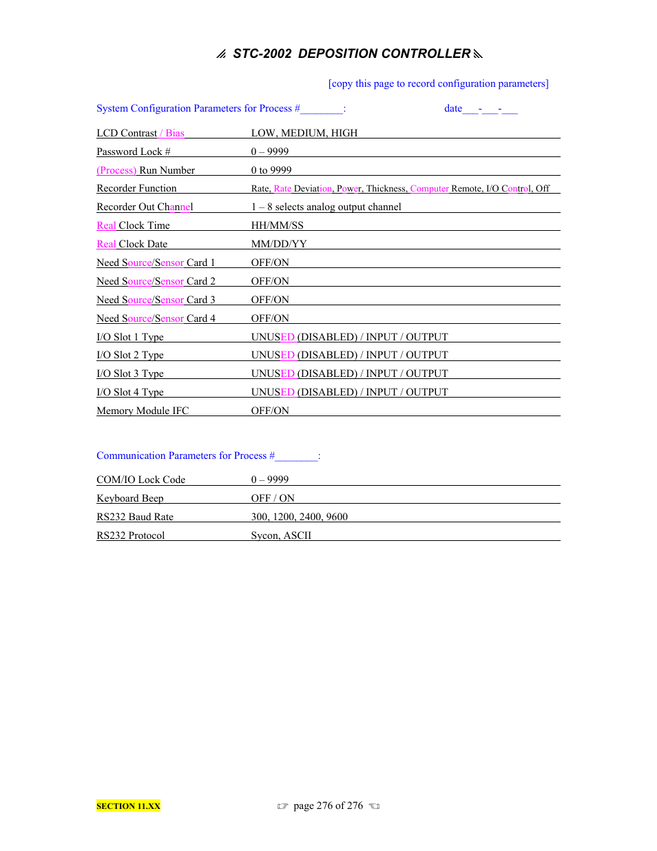 INFICON STC-2002 Thin Film Deposition Controller Operating Manual User Manual | Page 278 / 278